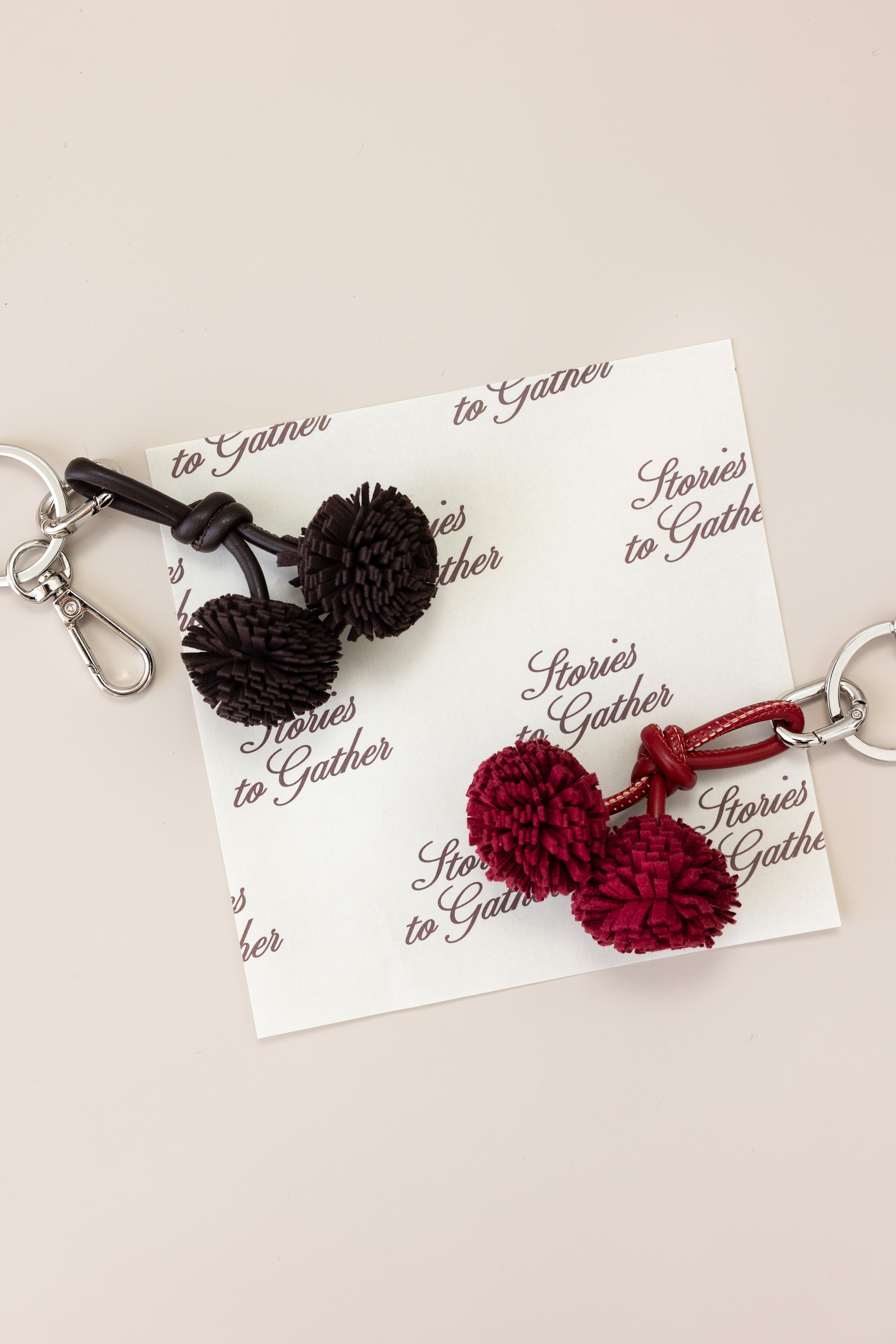 Signature Leather Bow & Pom Pom Charm