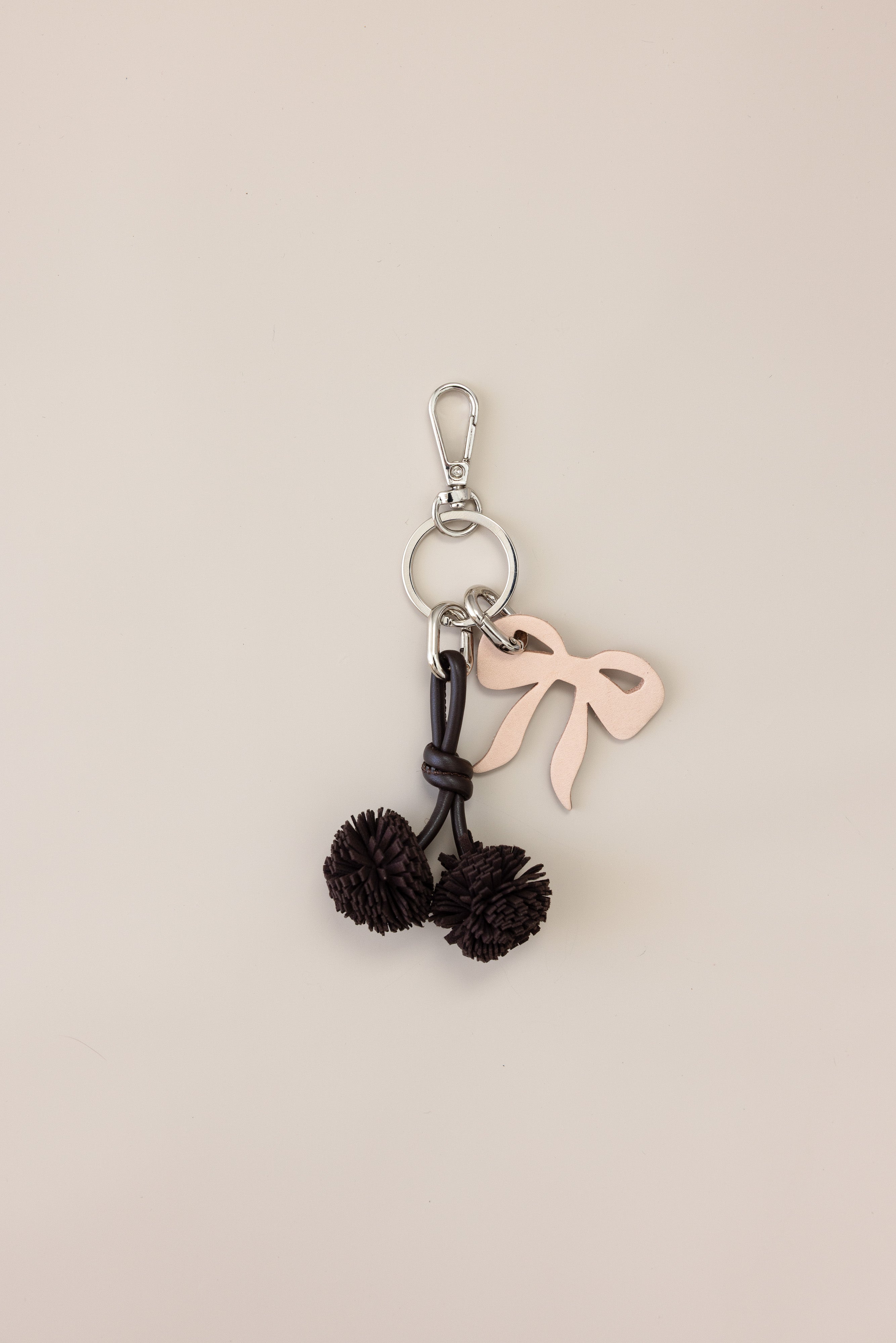 Signature Leather Bow & Pom Pom Charm