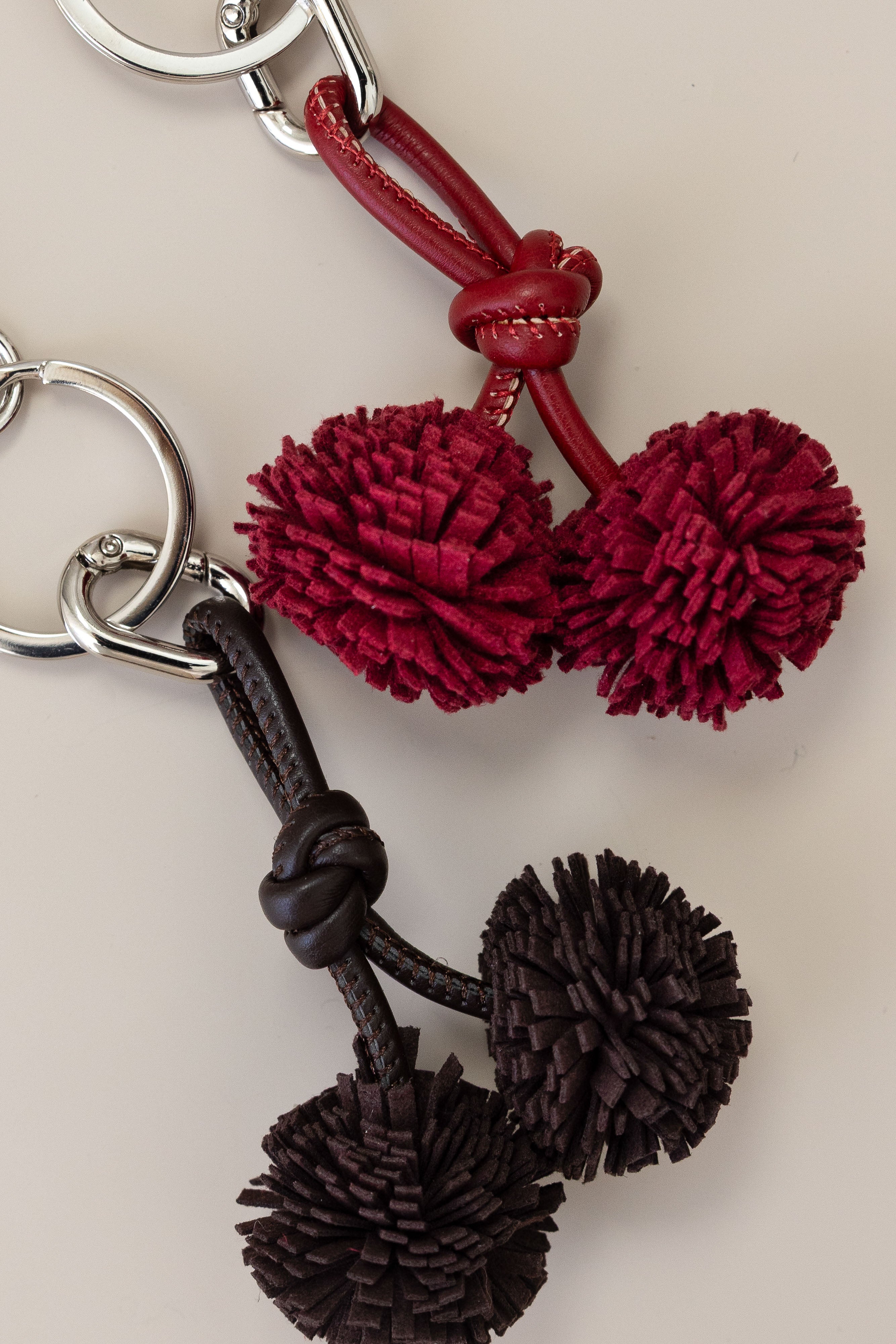 Signature Leather Bow & Pom Pom Charm