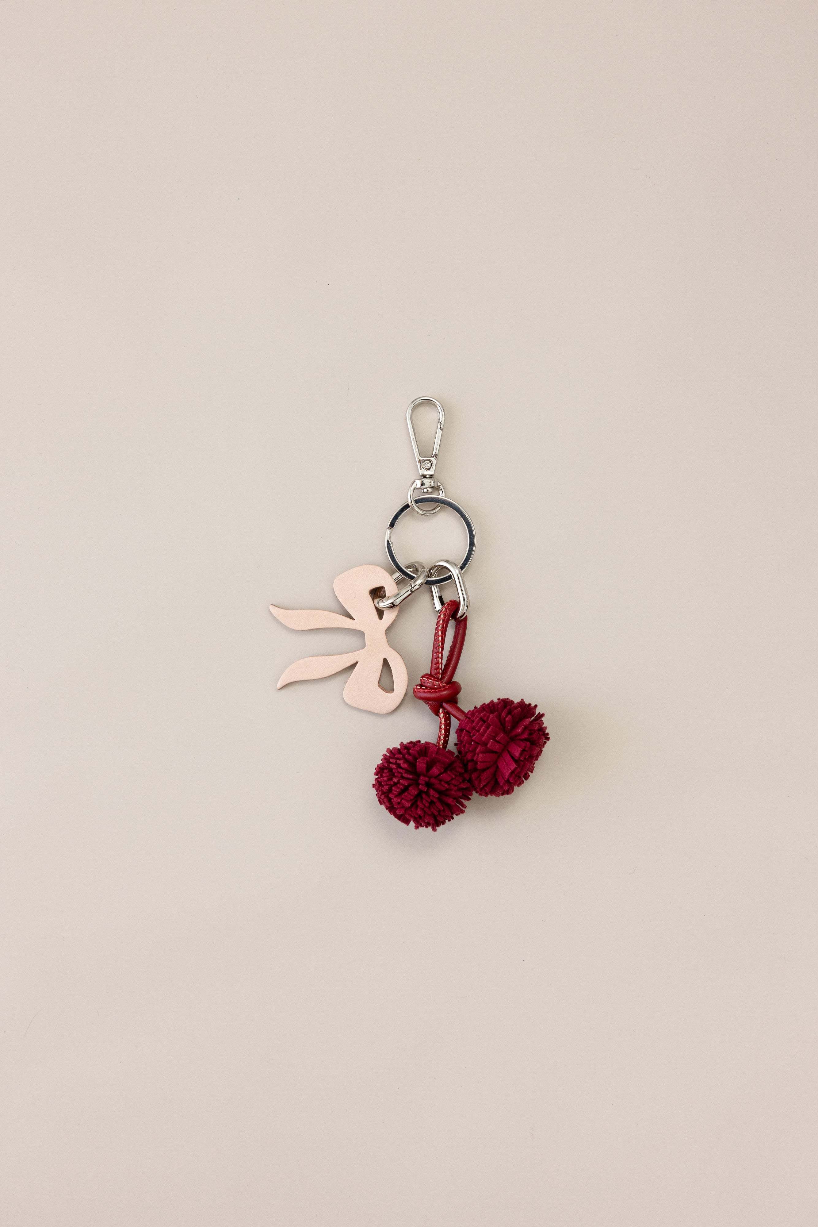 Signature Leather Bow & Pom Pom Charm
