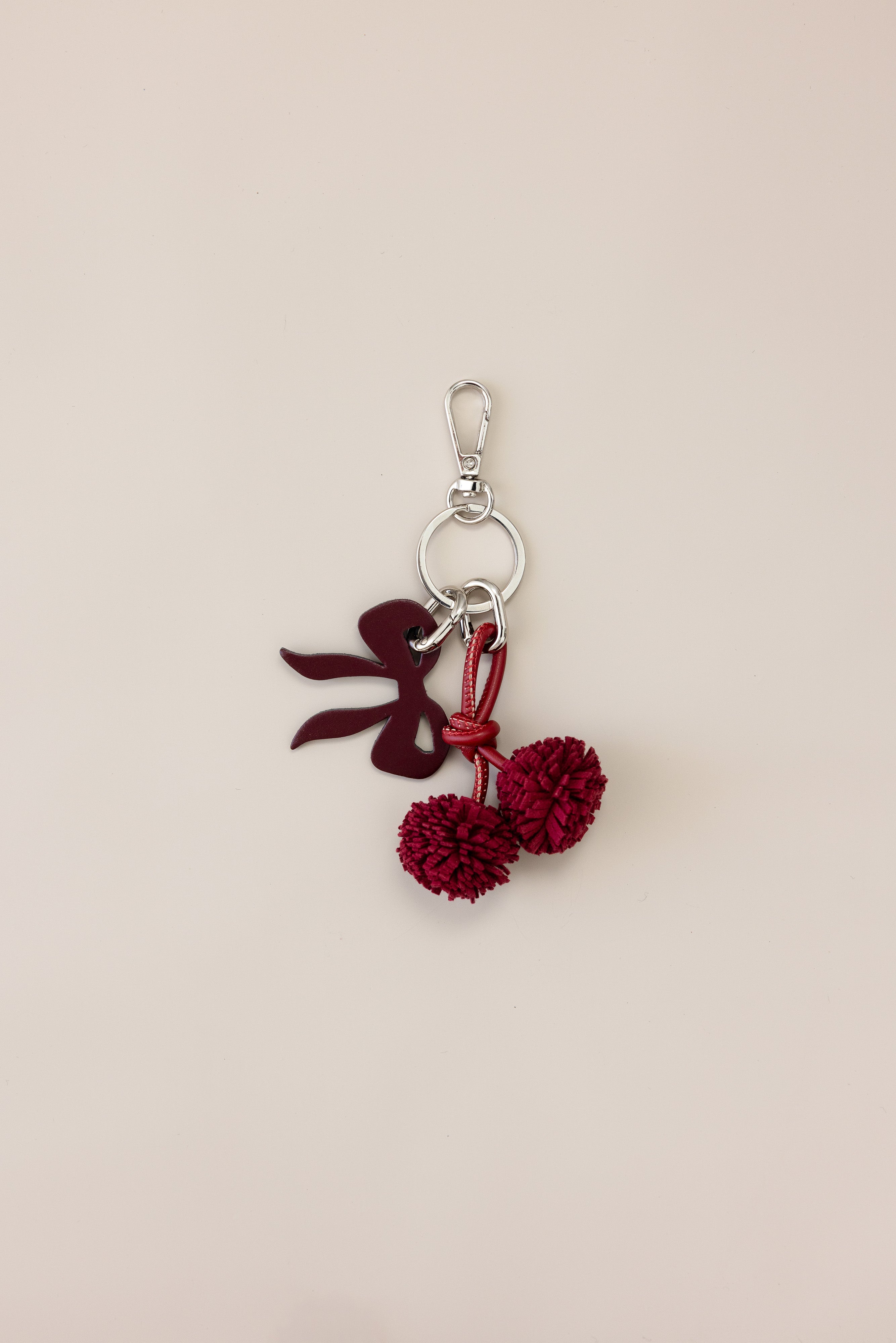 Signature Leather Bow & Pom Pom Charm
